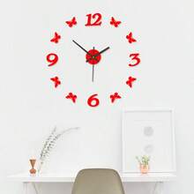 Glow-In-The-Dark Creative Clock, No Drilling Required, Butterfly Wall Clock For Living Room Bedroom, Acrylic Silent Wall Clock - 1PC - View 3