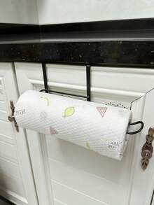 1pc Kitchen Cabinet Paper Towel Holder, Wall-Mounted Tissue Roll Dispenser, Cling Film Storage Rack - View 2