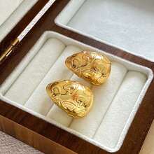 European And American Explosion Model, Extra Large Hollow Water Drop Earrings, Women's Teardrop Stainless Steel Earrings - Gold - View 3