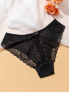 6条/包 女士无缝纯色花卉蕾丝蝴蝶结性感时尚内裤，弹力透气柔软亲肤三角裤 - 彩色 - 查看 6