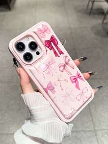 Ốp điện thoại chống sốc, họa tiết nơ hồng, có vân, phù hợp với Apple 17/16 Pro Max, 14/13, 16, 12, 11 Pro Max, XS Max, X, XR, 8, 7, 14 Plus. Có thể dùng làm quà sinh nhật, quà cho bạn gái, bạn trai hoặc dùng cho chính mình. - Hồng - Xem 5