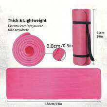 1 pièce Tapis de yoga épais antidérapant - Tapis d'exercice amortissant avec sangle, convient pour le yoga, le fitness et la danse, idéal pour les amateurs de yoga et les passionnés de fitness, applicable pour les entraînements en extérieur, à la maison et en studio - Multicolore - Voir 7