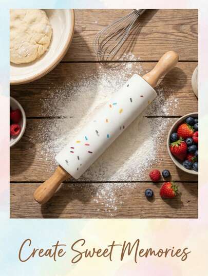 1pc Multi-Functional Colorful Silicone Rolling Pin: Features A Non-Slip Wooden Appearance, Odorless And Durable. Suitable For Making Cookies, Pizza Bases, And Daily Home Baking. The Silicone Rolling Pin Is Heat-Resistant, Odorless, Non-Stick, And Easy To Clean. Dough Roller, Bread Rolling Pin, Pizza Rolling Pin.