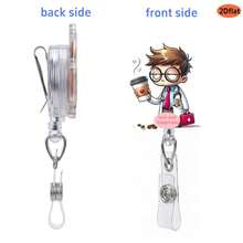 2D Cartoon Retractable Easy Clip, Grim Reaper Unicorn Cat ID Badge Holder, Nurse Doctor Teacher Work Badge Lanyard - One Size Fits All - View 2