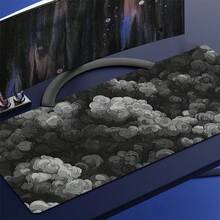 加长型游戏鼠标垫，日式云纹图案，大号电脑鼠标垫，缝边设计，长款 XL 动漫鼠标垫，适用于笔记本电脑和键盘（黑灰色云纹） - 查看 7