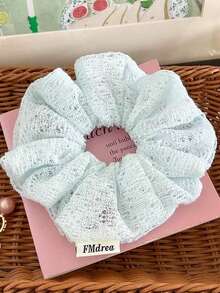 1pc Women's Gentle Minimalist Fabric Hollow Lace Scrunchie, Large Hair Tie Beauty Home Hair Accessories Ponytail Holders Hair Elastics Hair Rubber Bands Hair Rope Elastic Hair Tie - Multicolor - View 11