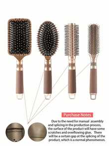 塑料发梳，造型梳，理发梳，卷发梳，气垫梳，按摩梳，解结梳，按摩工具，染发梳，头部按摩梳，轻松梳开缠结，塑料美发工具，吹干拉直两用，椭圆形气垫梳，适用于浓密/卷曲/细软/长/短发，干湿两用，男女通用，气垫防静电梳，塑料按摩防静电发梳，实用护理，SPA，家用头部按摩工具，卷发梳 - 金色 - 查看 18