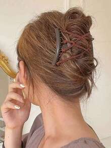 2pcs Fashionable & Elegant Magic Hair Comb, Adjustable Elastic Double Comb Hair Clip Suitable For Women With Thick, Curly, Sparse Hair Hair Styling Kit Hair Tool Kit - Multicolor - View 4