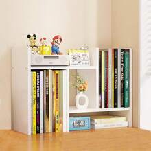 Adjustable Desktop Shelving Unit Wooden Compact Bookshelf Desktop Organizer & Accessories Storage Display Rack Office Decor Perfect For Storing Books, Organizing Office Supplies, Displaying Treasured Collectibles, And Holding Small Potted Plants. - 查看 8