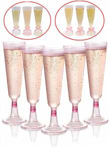 10 piezas de vasos de champán reutilizables de alta calidad, adecuados para fiestas, bodas, cumpleaños, San Valentín, Día de la Madre y diversas reuniones (Vasos de champán, vasos de plástico, vasos de cumpleaños) - Estilo aleatorio - Ver 11