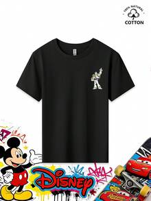 This Disney Toy Story Classic Character Full-Print Boys' Crew Neck T-Shirt Features A Buzz Lightyear Logo On The Front And A Collection Of Classic Characters Including Buzz Lightyear, Woody, Jessie, The Alien, Hammer Pig, Rex, HeartPony, And Slinky Dog On The Back. It Also Includes The Retro "TOY STORY Est. 1995" Lettering. Perfect For Extended Visits To Disney Parks, Toy-Themed Birthday Parties, Retro School Outfits, After-School Activities, Family Retro Movie Parties, Summer Retro Outings With Playmates, And Retro-Style Photos At Theme Parks. A Must-Have For Parents To Share Nostalgic Moments On Social Media. A Perfect Keepsake For Family Trips And Childhood Memories, Satisfying Both Nostalgic Parents And Children's Everyday Casual Wear Needs. - Black - View 4