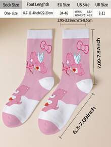 1 Paar personalisierte Damen-Socken mit Care Bears, 360 Grad Digitaldruck mit interessanten Designs wie Cheer Bär, Wish Bär, Herz Bär, Angel Bär, Grumpy Bär und anderen, moderner minimalistischer Stil, geeignet für den täglichen Gebrauch und als Geschenk zur Graduierung/zum Geburtstag - Verschiedenfarbig - Übersicht 6