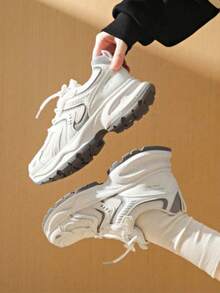 Women's Chunky Sneakers White Mesh Breathable Casual Shoes Retro Dad Shoes - màu trắng nhạt - Xem 3