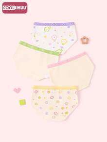 Coollikuli 4-Piece Cute Girl Short Trunks With Adorable Designs, Featuring Fashionable Ditsy Floral Patterns, Soft And Comfortable Flower-Themed Young Girl Underwear, Young Girl Trunks - Multicolor - View 2