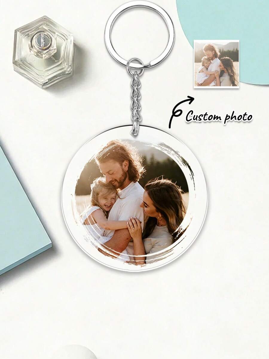 Customized Photo Keychain, Personalized Acrylic Keychain, Family Custom Keychain, Photo Keyring, Mother's Day Gift, Birthday Gift, Anniversary Gift, Couple Gift, Home Decor, Souvenir - Multicolor - View 1