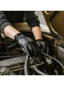 50pcs Black Powder-Free Disposable Nitrile Gloves, Waterproof, Oil-Resistant, Non-Slip, Touchscreen Compatible, Suitable For Household Cleaning, Dishwashing, Kitchen, Food Processing, Beauty Salon And Auto Repair - None - View 7