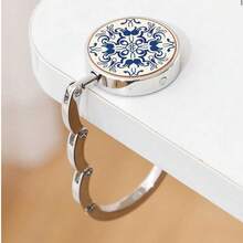 1pc Vintage Blue & White Ceramic Wall Hook - Elegant Desktop Decor, Floral Design, Compact Ceramic Bag Hanger, Suitable For Home, Office Or Gifts, Office Decoration | Floral Pattern Holder - Multicolor - View 7
