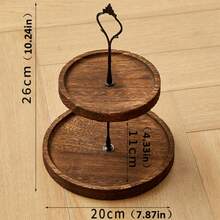 1 Set Wooden 2-Tier/3-Tier Cake/Dessert Stand, Fruit & Snack Display Rack, Brown Baking Display Tray, Decorative Multi-Layer Platter, Suitable For Kitchen, Dining Room, Table, Wedding Decor - Brown - View 4