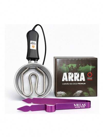 1kg Carvão Coco Arra Slim+ Panelinha 220v Média +pegador