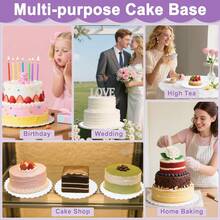 10个白色圆形蛋糕底托，扇形边缘，6/8/10英寸，1/2英寸厚，坚固耐用，多用途多层蛋糕架，适用于毕业典礼、派对、啤酒节、圣诞节、万圣节、新年等场合 - 无需电源或电池 - 查看 4