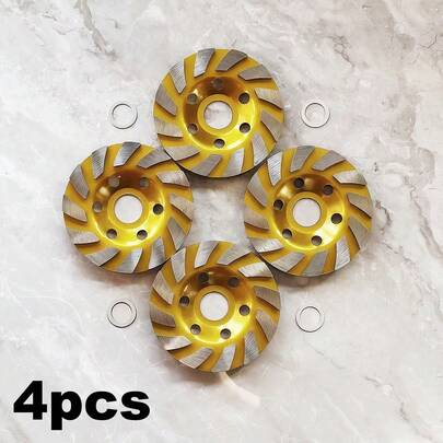 4pcs 4-Inch 100mm 22mm Bore Diamond Polishing Pads, Thick Concrete Stone Cement Grinder Bowl Discs For Angle Grinder Floor Polishing