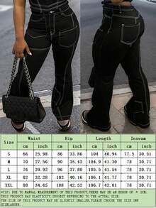 Women's Slims Classic Straight Leg Jean,Multi-Pocket Design,Zipper Fly Closure Utility Jeans - 黑色 - 查看 5