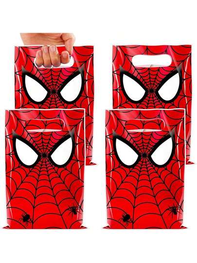 Marvel 10pcs/Set Red Spider Man Birthday Party Gift Bags Spider Theme Plastic Candy Bag Boy Loot Bag For Kids Birthday Party Favors Supplies Decor
