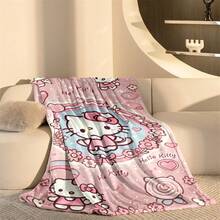 SANRIO Hello Kitty主题法兰绒毯，粉色底，满版Hello Kitty印花，可爱少女风，兼具装饰性和实用性，可用作礼物、家居装饰、披毯、沙发毯、露营毯、旅行毯，实用且具有纪念意义。 - 淺粉色 - 查看 7