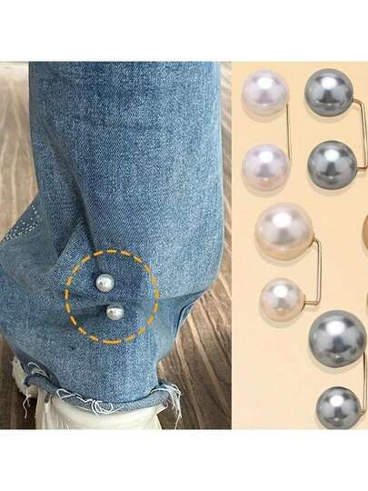 4/10pcs Simple Exquisite Pearl White Jeans Ankle Clip Chest Anti Light Needle Anti Stepping Slipper Buckle Pants Length Adjuster Alloy Pearl Material Pants Length Adjustment Anti Light Anti Stepping Daily Commute Wear Travel Jeans Match Clothing Portable Gadget All-Match Practical Valentine's Day Mother's Day New Year Graduation Season Galentines Gifts