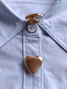 1pc/2pcs Elegant Heart-Shaped Geometric Button Decor, Shirt Button Cover Clip-On Button Decor, Fashionable Crystal Cufflink Decor, Suitable For Tuxedo And Wedding Dress Decoration - Multicolor - View 4