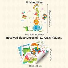 BRUP 1/2sheets/Set Stackable Animal Height Chart Wall Decal , Featuring Floral And Butterfly Patterns, Self-Adhesive Kids Room Decoration, Suitable For Nursery Rooms And Bedrooms, Removable Cartoon Animal Wall Art - Multicolor - View 15
