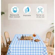 2 Pack Blue Gingham Tablecloth Disposable 54 X 108 Inch Blue And White Plaid Plastic Table Cloth Disposable Rectangle Table Cover For Party Birthday Picnic Checkered Tablecloths - Blue Gingham Tablecloth - 查看 7