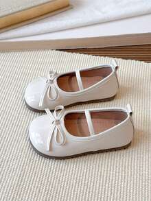 1 Pair Of One Foot Children's Flat Shoes 2026 New Spring Girls' Soft Soled Casual Performance Fashion Shoes, Women's Treasure Bow Fashion Shoes - Beige - View 4