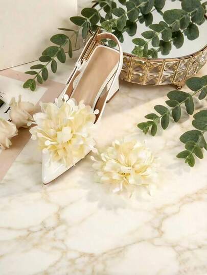 1 Pair Korean Handmade Camellia Flower Shoe Clips, Removable Versatile Fashion Shoe Accessories, Sold Separately Without Shoes