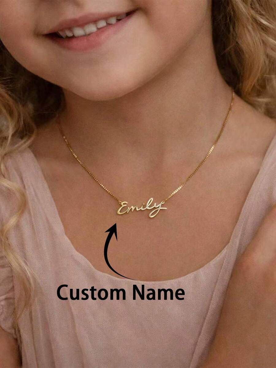 Gold Old English Name Necklace, Custom Nameplate Pendant, Personalized Handmade Jewelry, Bridesmaid Gift, Mother's Gift - Multicolor - View 1