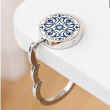 1pc Vintage Blue & White Ceramic Wall Hook - Elegant Desktop Decor, Floral Design, Compact Ceramic Bag Hanger, Suitable For Home, Office Or Gifts, Office Decoration | Floral Pattern Holder - Multicolor - View 2