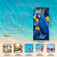 1pc Parrot Beach Towel, Super Soft Microfiber Extra Large Beach Blanket, Super Absorbent Bath Towel, Suitable For Travel, Swimming Pool, Diving, Surfing, Yoga, Camping, Available In Multiple Sizes, Beach Accessories For Beach, Pool, Travel, Camping, Yoga - Birds - View 18