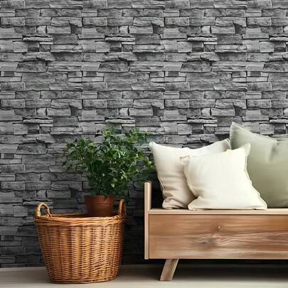 1 Roll Of Waterproof Wall Stickers Retro Brick Pattern Suitable For Bathroom Bedroom Living Room, Peel And Stick Removable Moisture-Proof Brick Pattern Wallpaper Suitable For Wall And Furniture Renovation, Renovation Stickers Peel And Stick Wall Panels