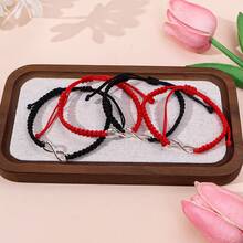 4 piezas de pulseras trenzadas de aleación con símbolo del infinito en estilo minimalista y retro, adecuadas para hombres y mujeres - Infinito de 8 caracteres - Ver 4