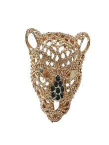 1件欧美夏季新款时尚男士霸气虎头戒指，个性化小众奢华食指戒指配饰 - 金色 - 查看 6