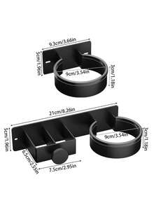 1pc Hair Dryer Holder, Wall-Mounted Bathroom Hair Styling Tool Organizer - Hair Dryer Stand, Wall-Mounted Hair Straightener Holder, Hair Dryer Stand, Metal Hair Tool Storage Rack - Multicolor - View 3