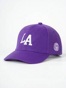 1pc Embroidered LA Baseball Cap, Adjustable Outdoor Sun Protection Casual Hat Suitable For Spring/Autumn Travel, Beach, Vacation, Men Y2K Style - Red - View 18