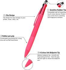 Multicolor Pen In One Multi Color Pens With Stylus Tip 4 Color Pen Nurse Accessories For Work Stylus Pens For Touch Screens 1.0mm Ballpoint 9 Pack - 黑藍紅綠 - 查看 2
