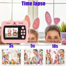Kids Instant Print Camera, Digital Camera With Instant Photo Printing Function, 8x Optical Zoom, 1080P HD Video, Available In 3 Colors (Pink, Green, Purple), Equipped With Rechargeable 1200mAh Large Capacity Battery, Built-In Flash, Portable And Easy To Use, Compact And Lightweight, Suitable For Travel, Family Photography And Outdoor Activities, Perfect Gift For Holidays And Special Occasions (Christmas, Birthday, New Year) - Multicolor - View 11