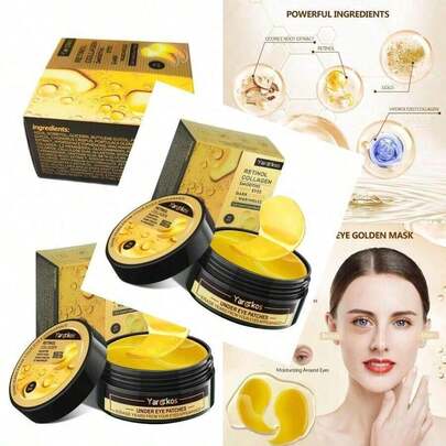 60 Piezas Parches para el contorno de ojos de 24K Oro 30 Pares Máscara para Ojeras Tratamiento para Bolsas y Arrugas Ojos Hinchados Parches de Gel de Colágeno Hidratantes para Cuidado de la Piel Belleza Mujeres y Hombres