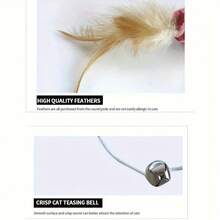4pcs Handmade Cat Toys Set, Include Feather Toy, Wooden Cat Wand, Interactive Pet Stick, With Artificial Feathers, Sisal Rope, Bells, Mouse Toy, Battery-Free - Multicolor - View 8