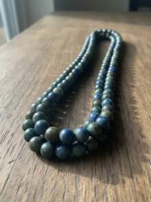 oro verde Piedra natural bola lisa para Bisuteria 1 tira - azul y verde - Ver 3