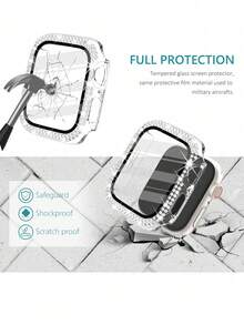 二合一玻璃表壳 + 闪亮弹力表带，兼容 表带 40mm 41mm 42mm 44mm 45mm 46mm，兼容 Series 11 10 9 8 7 6 5 4 3 SE，可调节尼龙腕带，搭配闪亮水钻表壳，专为女孩设计。 - 閃閃錶帶+閃閃錶殼 - 查看 12