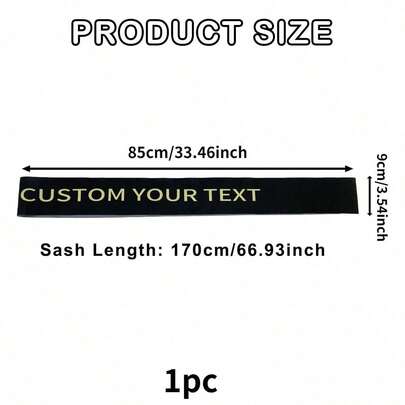 1pc Custom Text Satin Sashes Party Packs - Personalized For Birthday, Bride Bachelorette, To Be & Sweet Birthday Queen, Graduation Polyester Class Of Sash For School & College Graduation