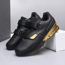 Deadlift Shoes Men, Professional Non-Slip Squat Shoes For Powerlifting, Stable Lifting Training Sneakers With Rubber Sole - Black Gold - View 4